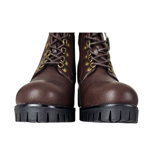 Womens Size 11 Fashion Wedge Chunky Ankle Boots Lace Up Zippers Strap Buckles - Picture 8 of 16